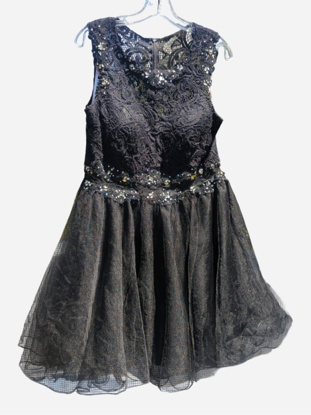 Dancing Queen Black Lace & Sequin Waist Tulle Party Dress